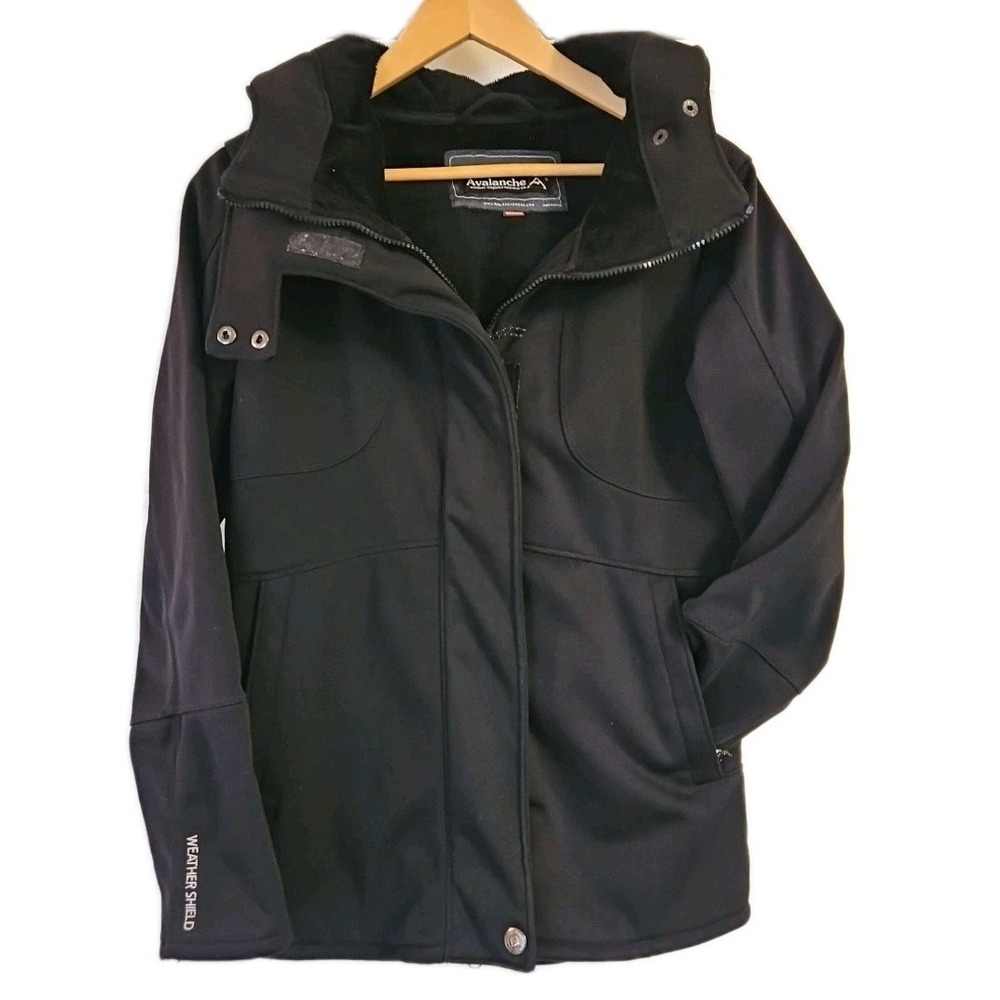 Avalanche Jacket Mens Medium Black Lined Hood Weather Shield